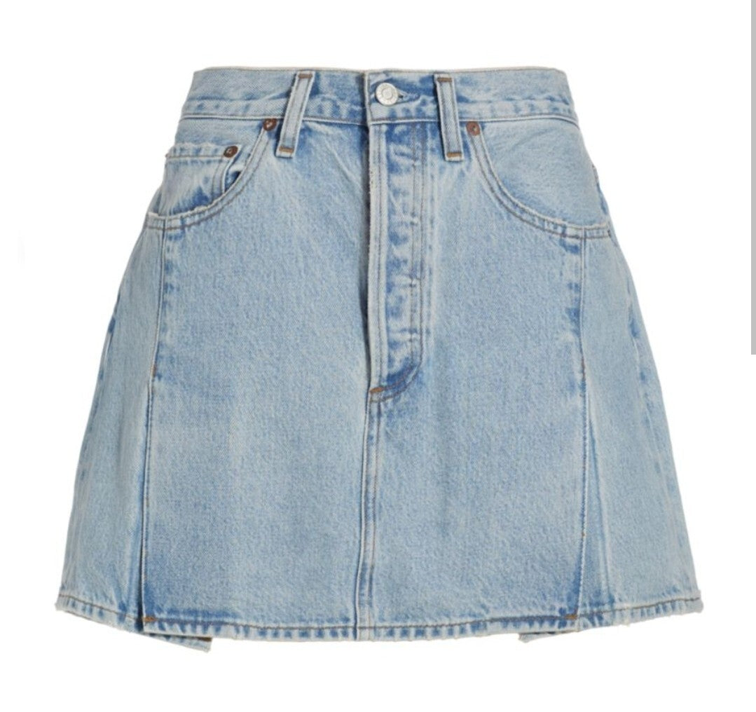 Agolde Women's Slice Organic Cotton Denim Mini Skirt In Sequence 270