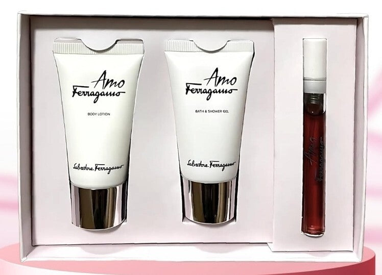 AMO By Salvatore Ferragamo Gift Set 5ml EDP Spray 30ml Body Lotion & Shower Gel 1