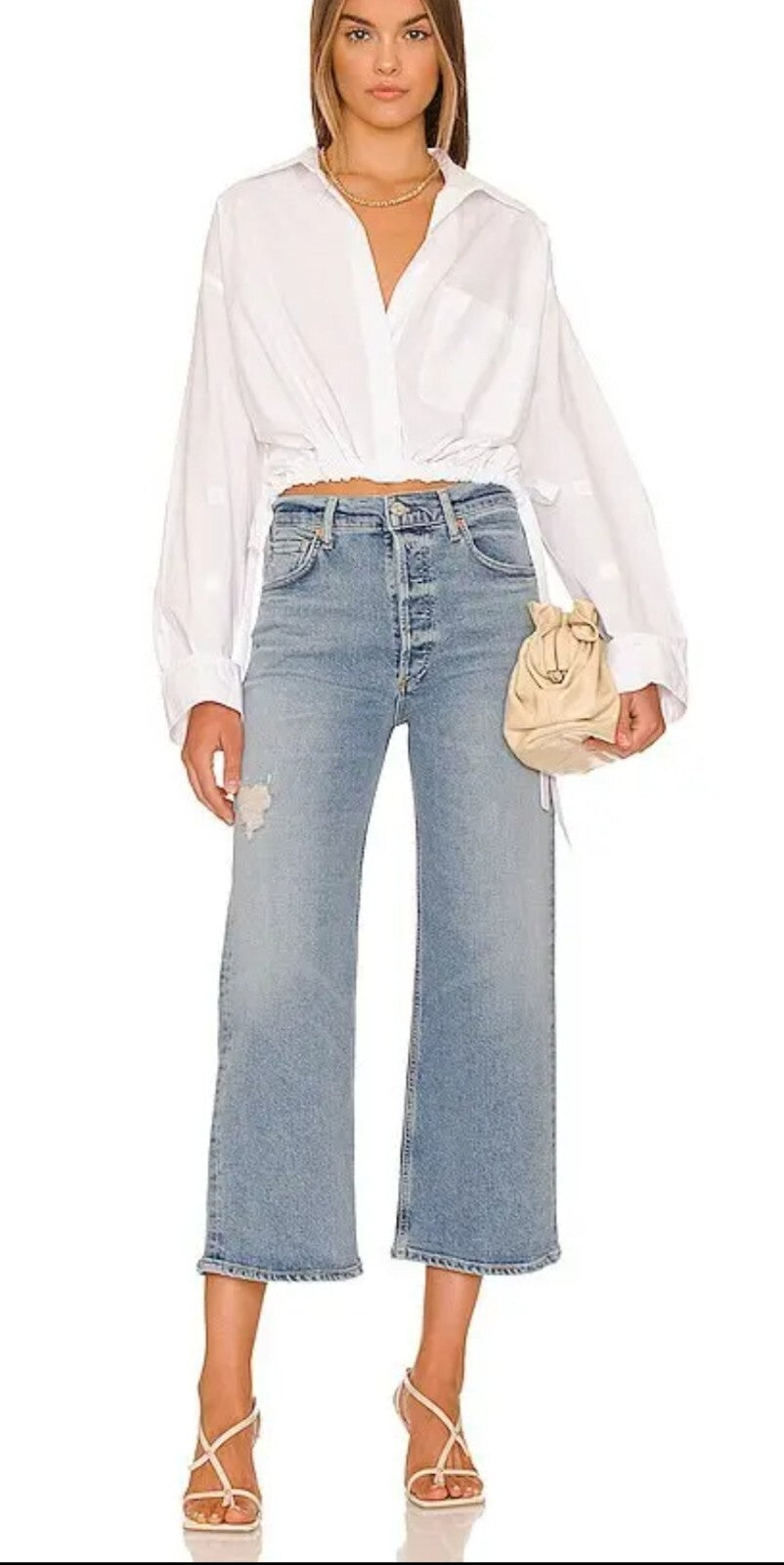CITIZENS OF HUMANITY Sacha Cropped Wide Leg Jeans in Semi Topic 27 NWOT Sample3