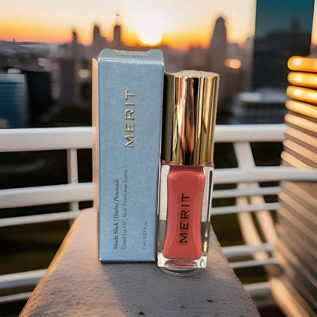 MERIT SHADE SLICK TINTED LIP OIL - PINK BEET - FULL SIZE .23oz - NEW IN BOX0