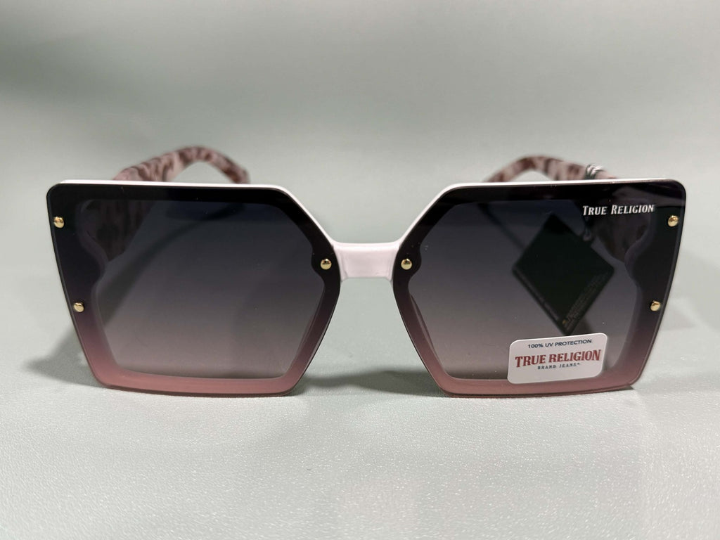 New Original TRUE RELIGION Square Sunglasses Mirrored White TR TR57233 NWT 90's0