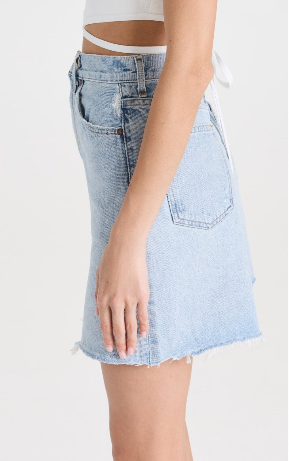 NWT Agolde High Rise Pleat Skorts Jean Sz 27 Skort/Short Denim Cotton 2