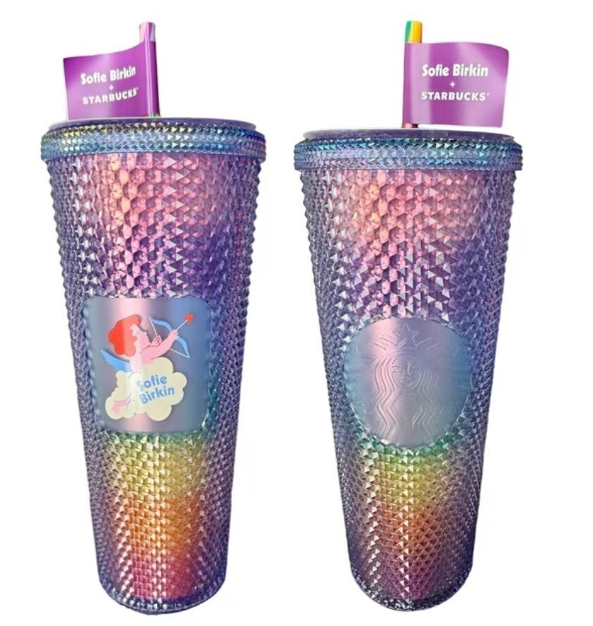 Sofie Birkin PRIDE STARBUCKS RAINBOW  STUD TUMBLER  Cup SUMMER 2024 24oz Cold 1