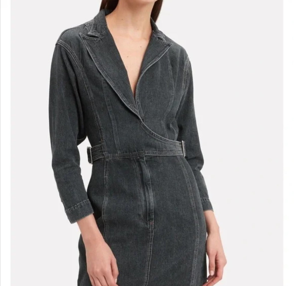 $595 Jean Atelier Gia Wrap Jean Dress in Stone Sz 0 NWOT 3
