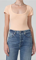 NWT Citizens of Humanity SMALL Lima Scoop Neck Top In Cantaloupe 9284-3004 COH0