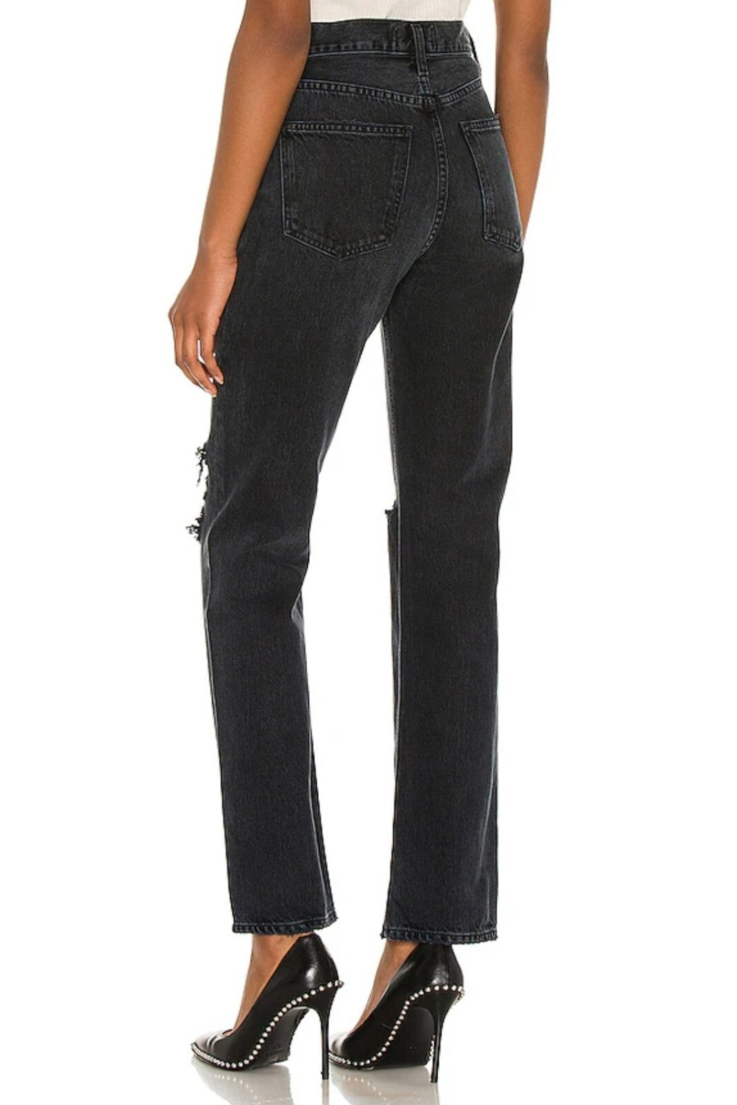 AGOLDE Womens Lana Mid Rise Vintage Straight Jeans Sz 27 ( Black) Disorder 2