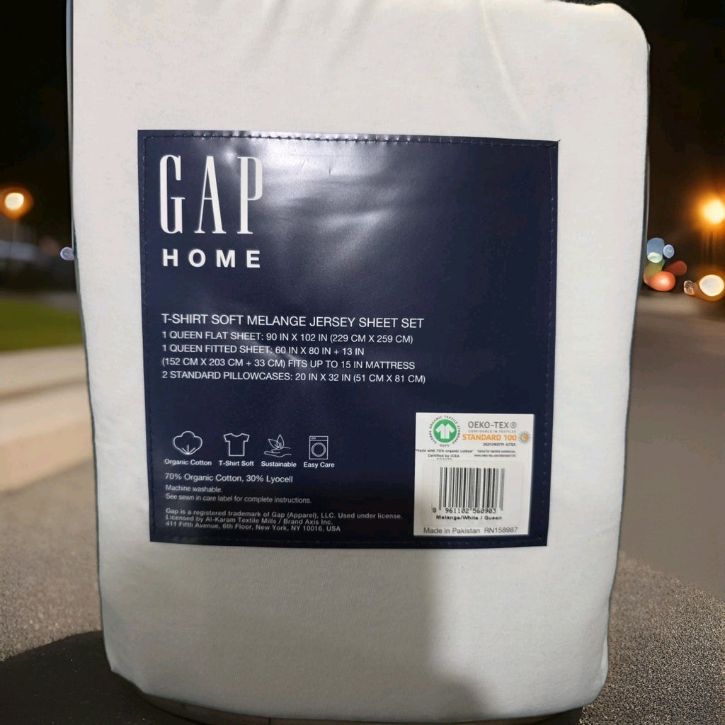 GAP Home Sheet Set 4 Pc Queen Solid White Percale Easy Care 1