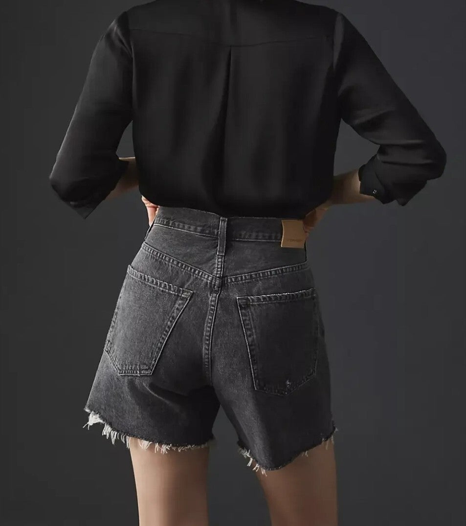 Citizens of Humanity COH ELLE SHORT Black Distressed Cut Off Jean Neutron Sz 271