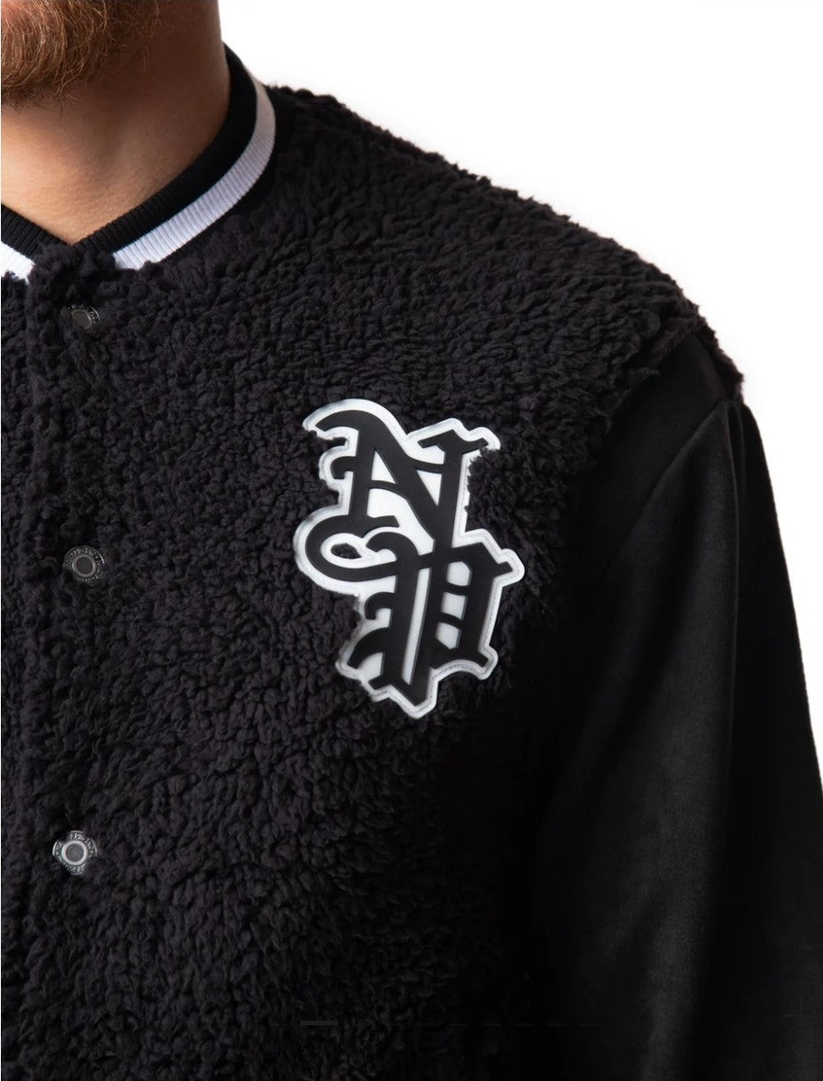NWT NASTY PIG NP VARSITY JACKET BLACK XXLARGE XXL Sherpa Gay Intrest  2XL 3
