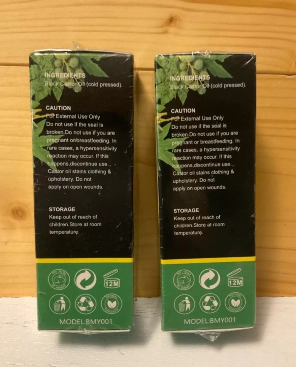 2 Jamaican Black Castor Oil Hexane-Free 100% Pure Cold-Pressed 2.02 oz. Ex.20261
