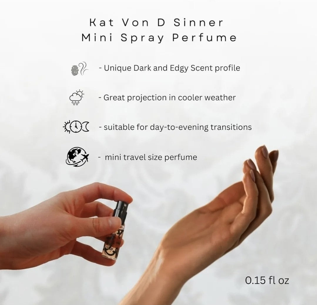 KAT VON D SINNER Perfume EAU DE PARFUM SPRAY KVD EDP Vegan Mini 4.5ml .15oz 4