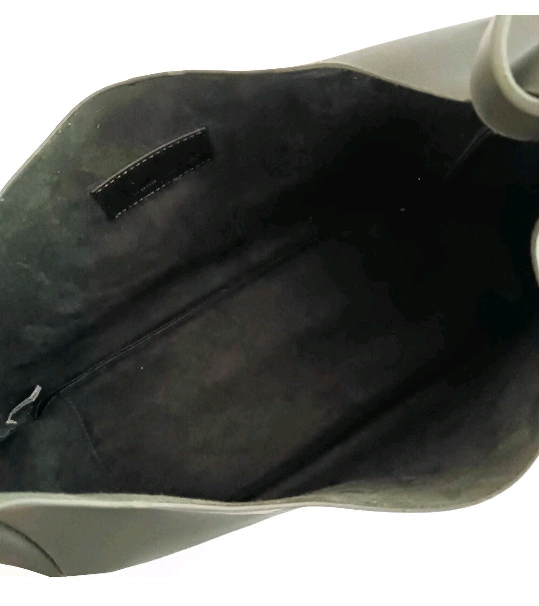 NEW Neiman Marcus Lg Tote Bag Olive Green Vegan Leather Open Top6