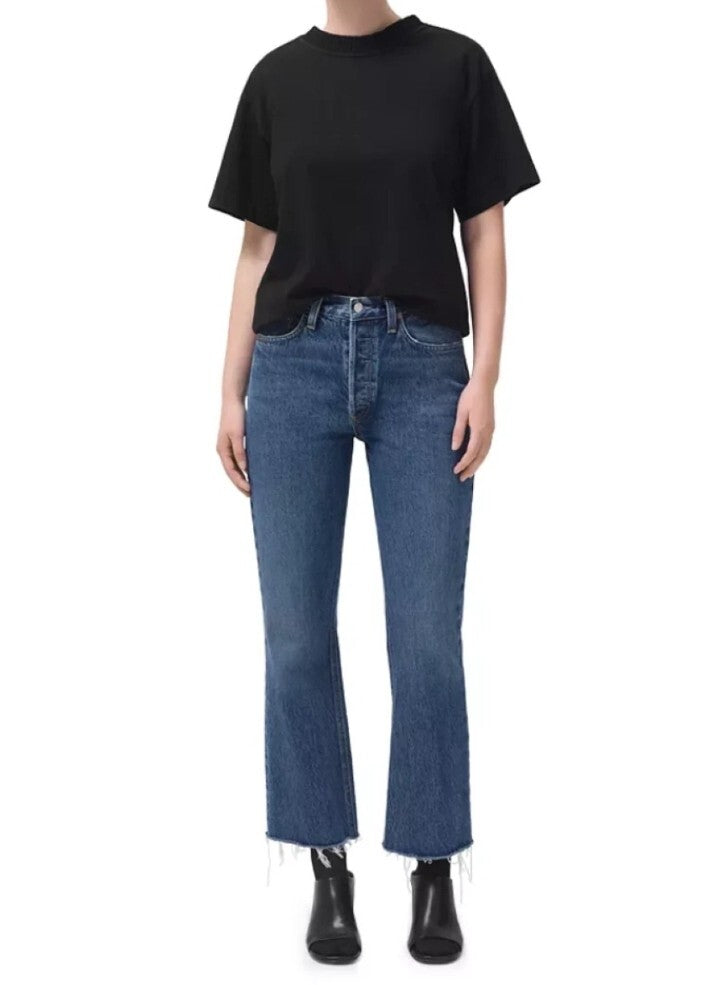 New AGOLDE Mid Rise Raw Hem Relaxed Boot Cut Jeans in Sphere, Size 27 Sz 4 Mom2