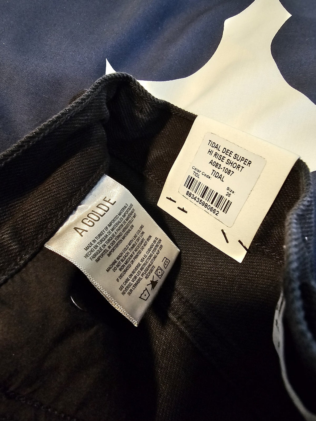 NWT Agolde Aritzia Dee Super High Rise Shorts In Tidal Size 26 Blk Cut Off 2