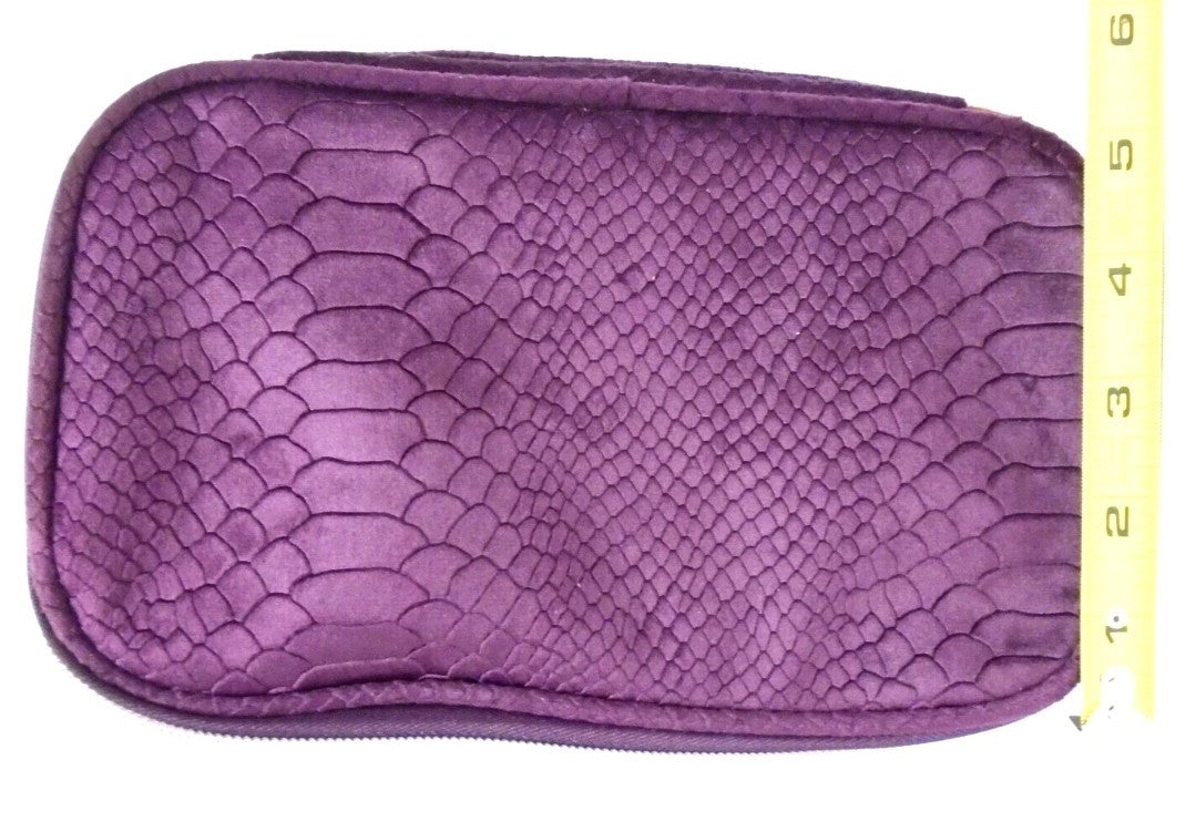 Purple Snakeskin Velvet Toiletry Makeup Travel Bag COSMETIC From Neiman Marcus2