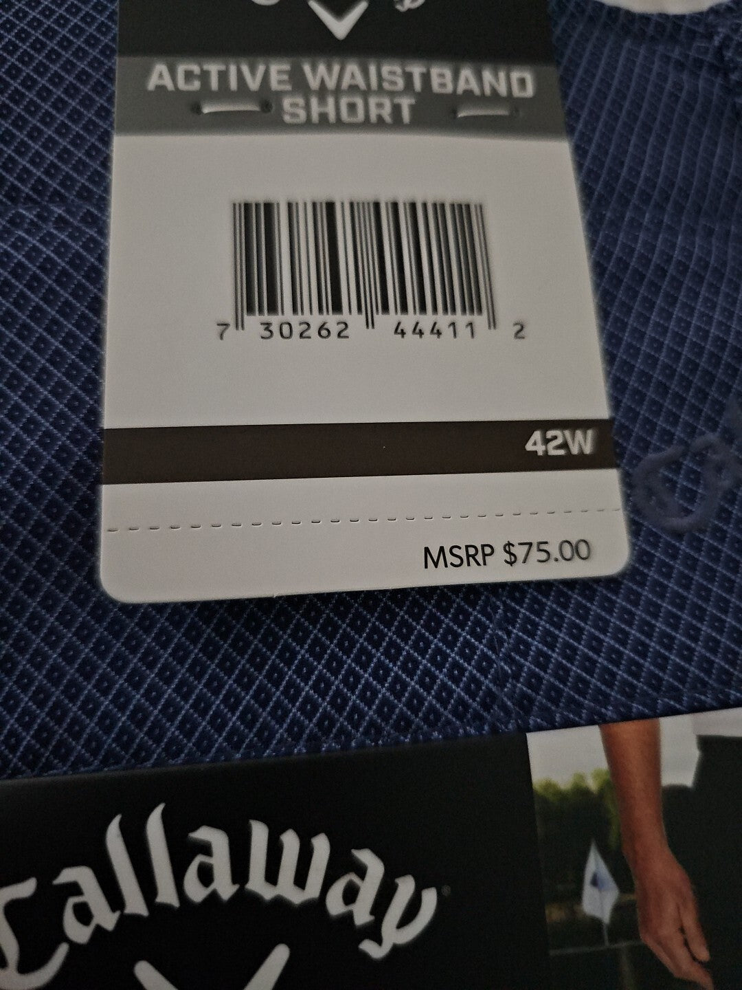 NWT Callaway  Mens Size 42  Golf Shorts Blue Diamonds W Strech Active Waistband 3