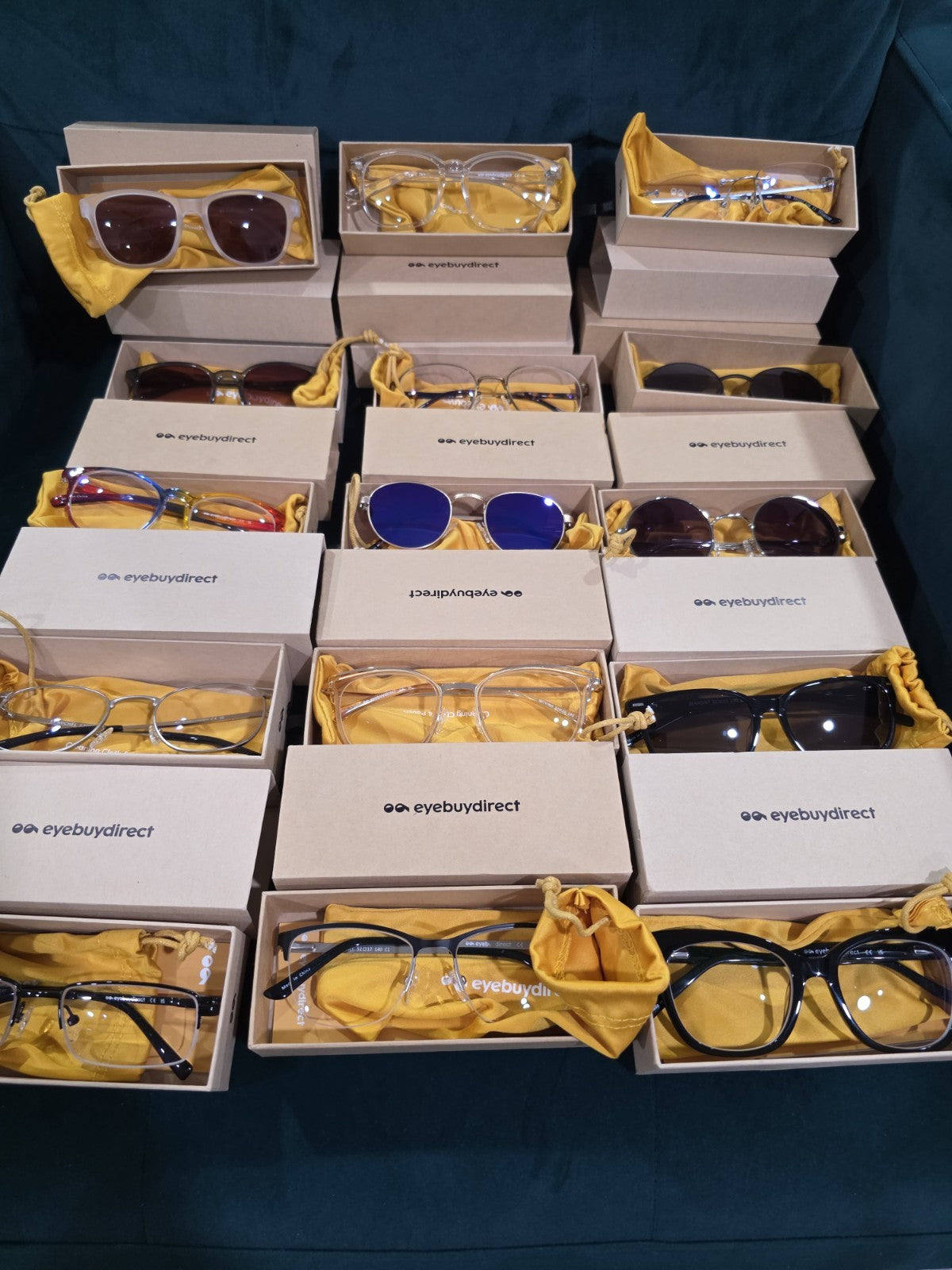 15 Pc EyeBuyDirect Eyeglasses Sunglasses Mixed Frame Lot w Boxes Cases Wholesale0