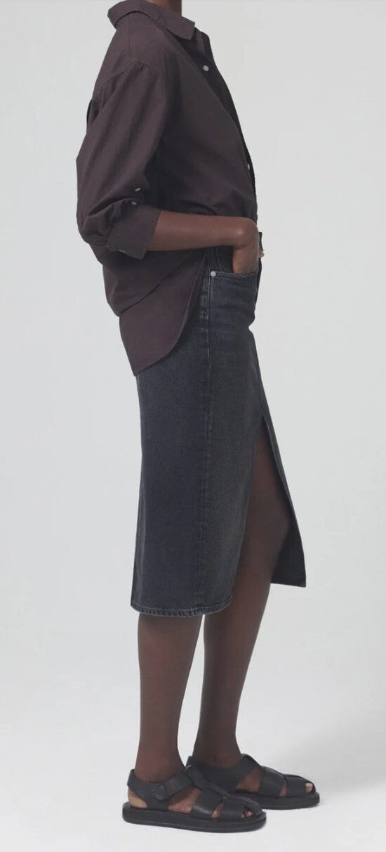 COH Citizens Of Humanity Bea Double Slit Skirt Denim Sz 27 Stormy Blk NWT $2291