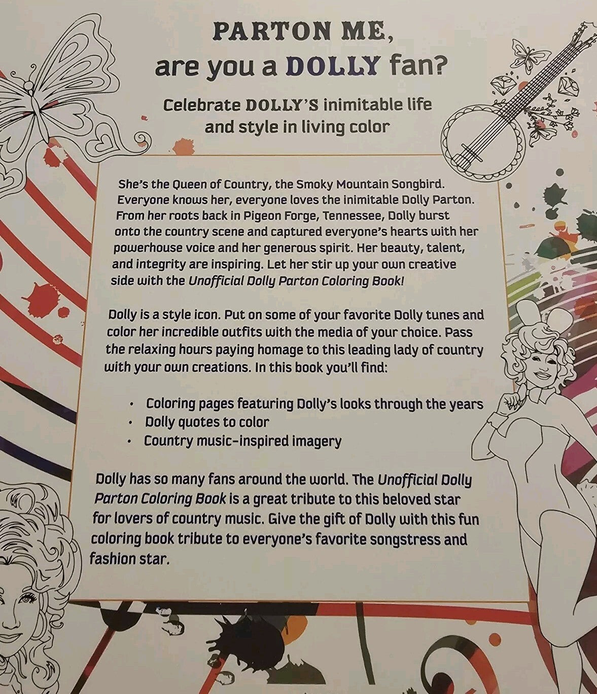 Unofficial Dolly Parton Coloring Book: Color Country Music's Leading Lady-NEW2