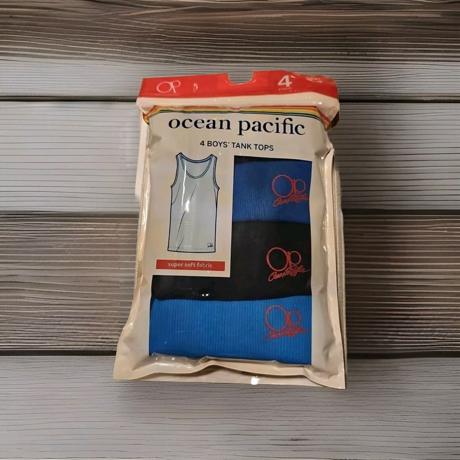New Ocean Pacific Tank Top Boys Size Large OP Sleeveless Surf Top 4 Pack 14-160