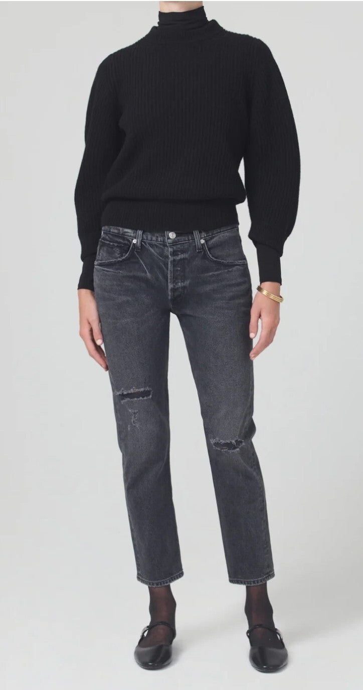 NWOT Citizens Of Humanity Emerson Mid Rise Relaxed Jeans Black Pepper Blk Sz. 270