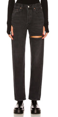 $219 Agolde Women Black Lana Slice Relaxed Straight Leg Denim Pants Jeans Sz 270