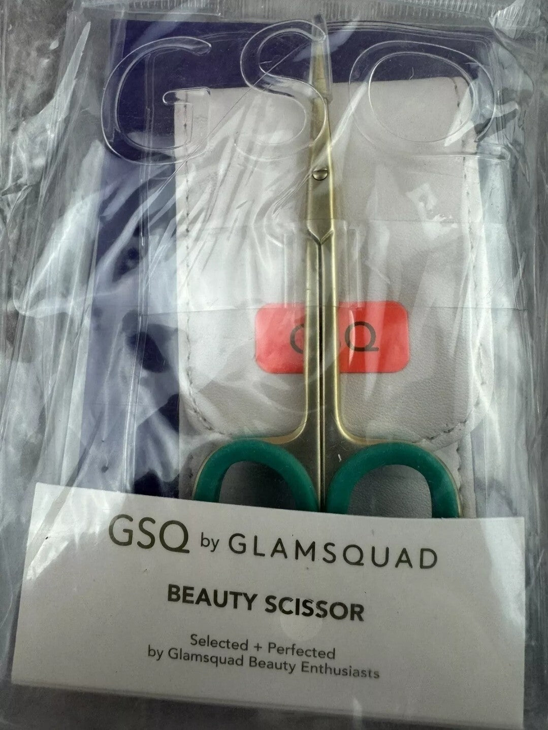 NEW GSQ by Glamsquad, Beauty Manicure Scissors  Gold W/Green Handles W/Case4