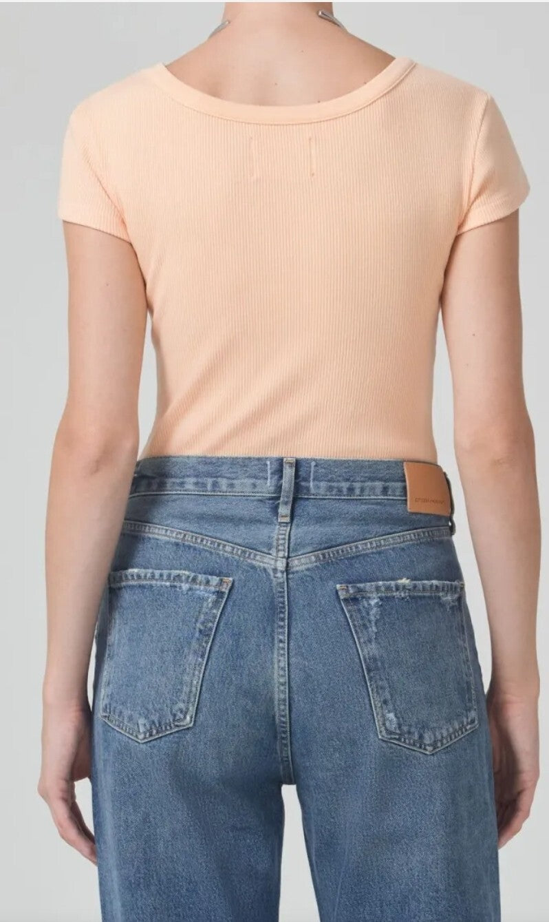 NWT Citizens of Humanity SMALL Lima Scoop Neck Top In Cantaloupe 9284-3004 COH1