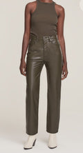 NWOT AGOLDE 90s Pinch Waist High Rise Slim Recycled Leather Jeans Iguana 26 90's0