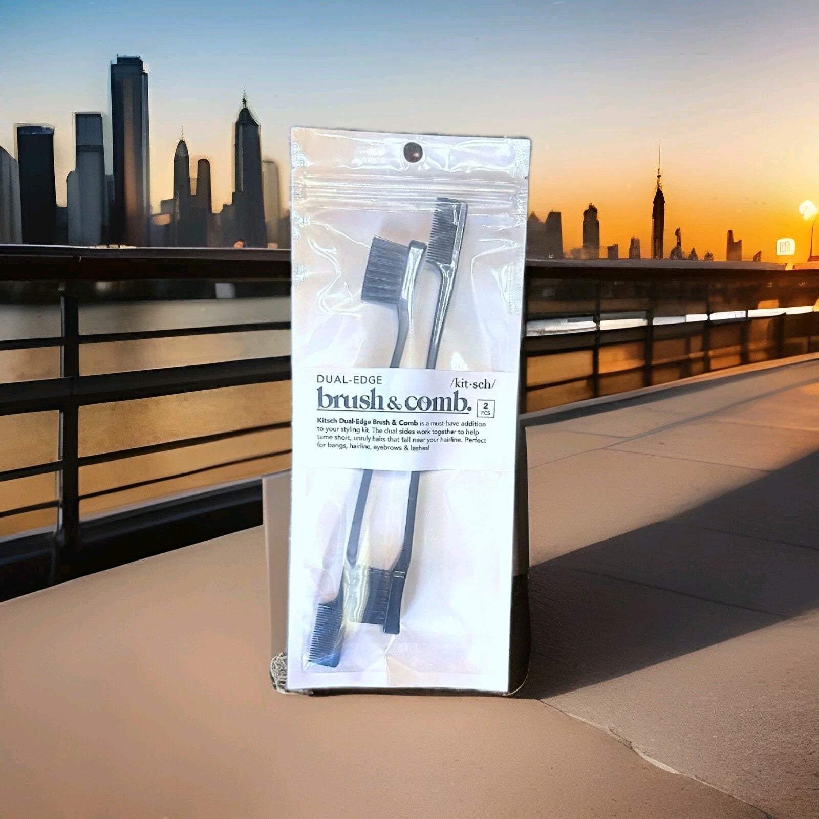 Kitsch Dual Edge Brush & Comb 2pc Set In Black New In Package0