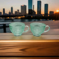 Seafoam Green, Bubble Bead Raised Texture 13.5 Oz Durable Glass Tea Cup Mug Set0