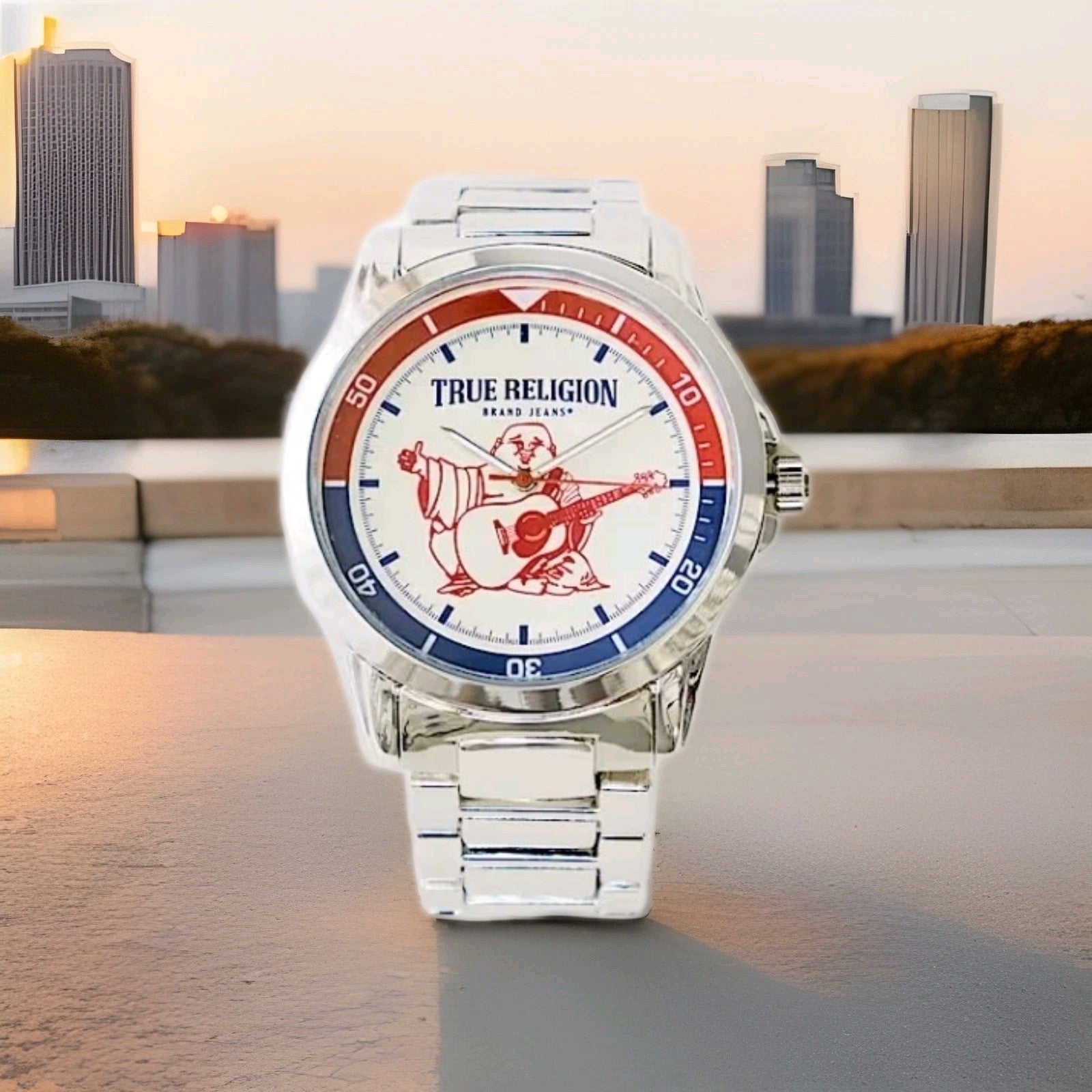 NWT True Religion Men’s Buddha Watch ️ W Adjustable Steel Band 2 Tone Face 0