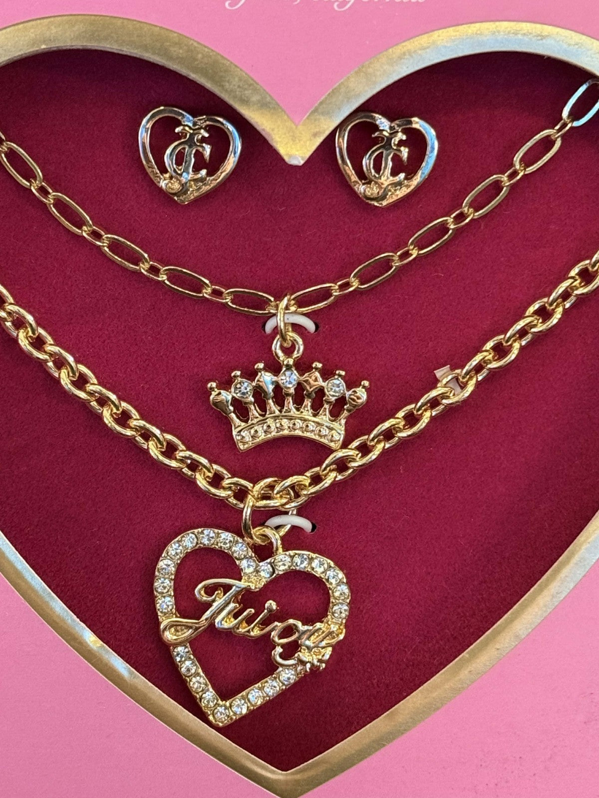 NWT Juicy Couture Womens Fashion Bling Charm Chain Necklace Earrings Set ️ 1