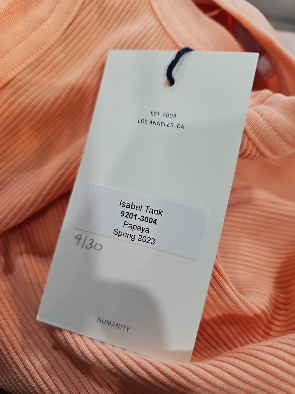 NWT Citizens of Humanity SMALL Isabel Rib Tank Top In Paypaya 9201-3004 COH3