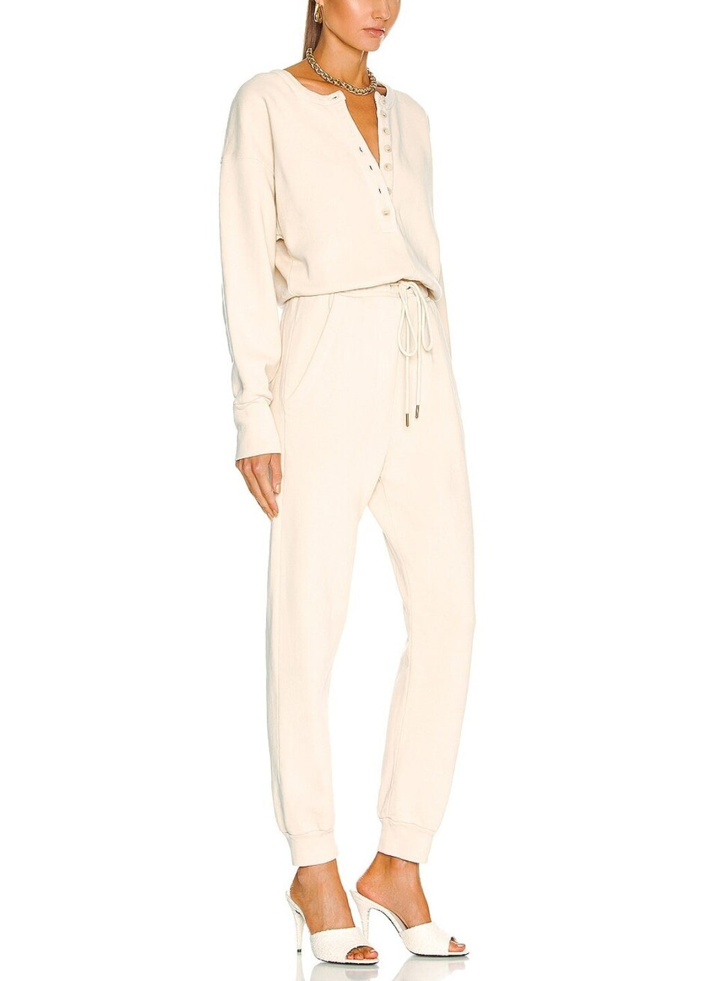Citizens of Humanity Women's Cream LouLou Fleece Jumpsuit SM Romper W Defect 2