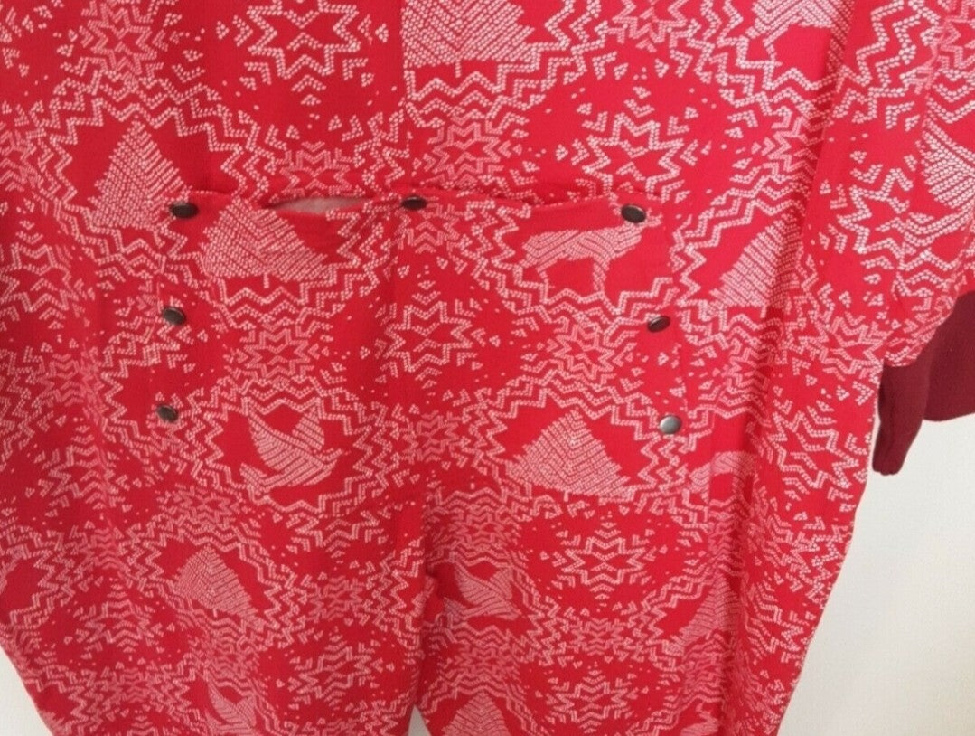 Magnolia Pajamas Union Suit Mens XXL Reindeer Good Tidings Red Cream 2