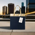 NWT Oscar De La Renta Neiman Marcus X Navy / Gold Nylon Tote Bag Handbag  0