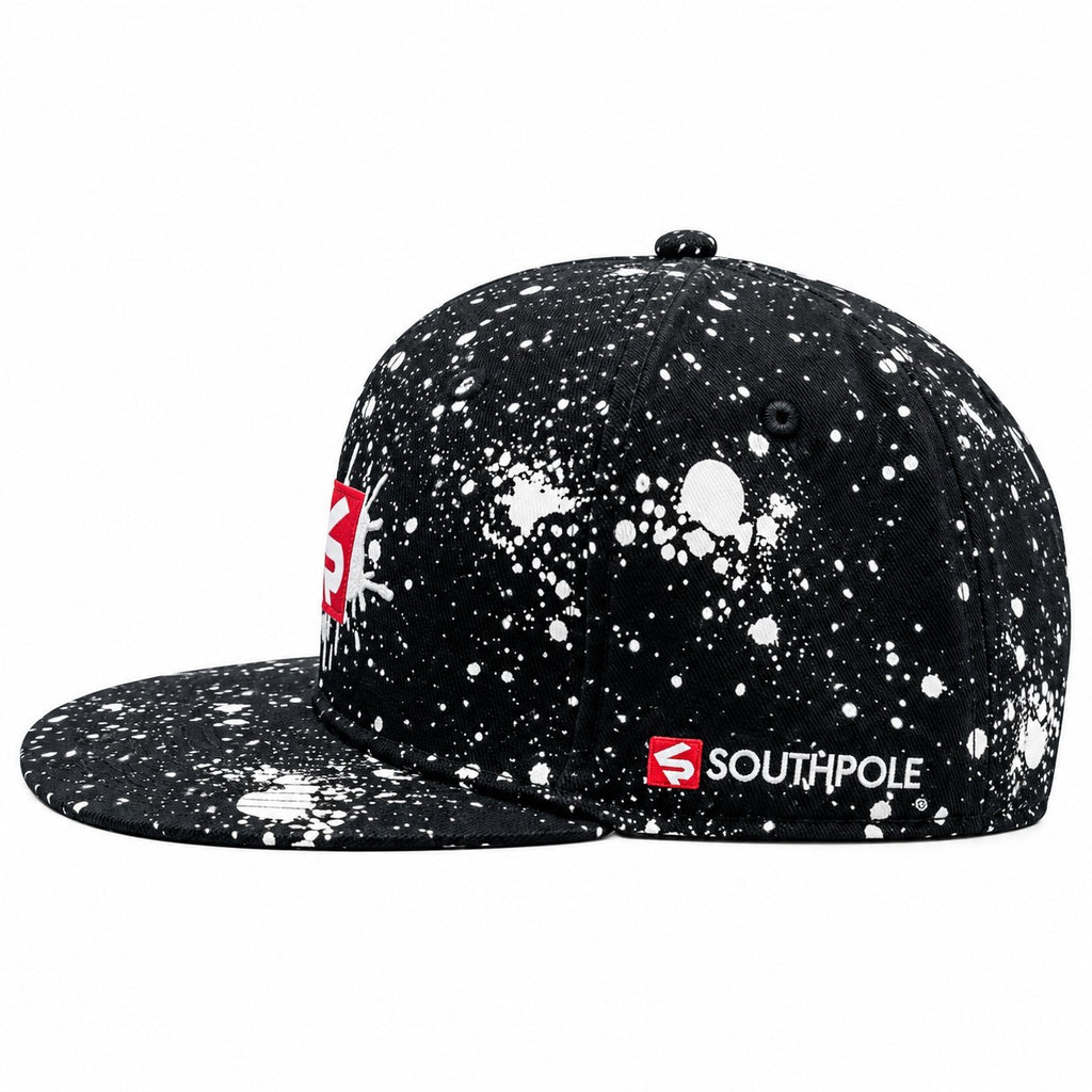 Southpole Mens Snapback Hat Black White Paint Splatter Flat Bill Adjustable Cap2