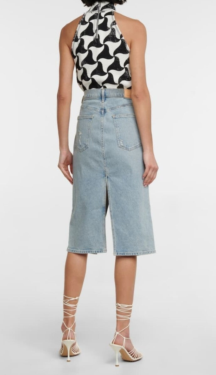 COH Citizens Of Humanity Bea Double Slit Skirt Denim Sz 27 Perella  NWT $1792
