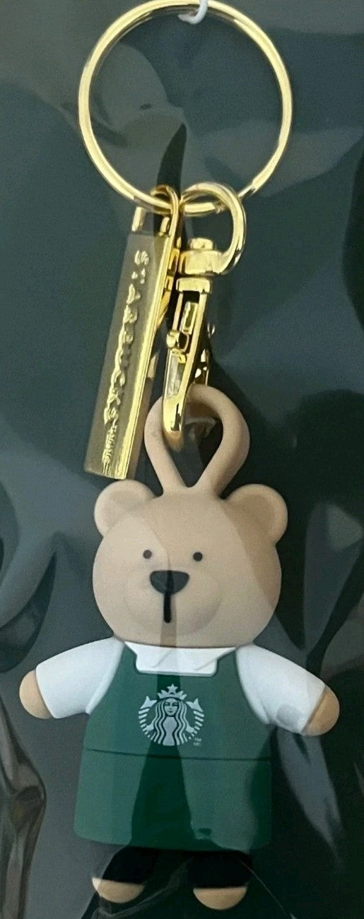 STARBUCKS Reusable Hot Cup Lid Stopper Green Christmas Bear 2025 Keychain1
