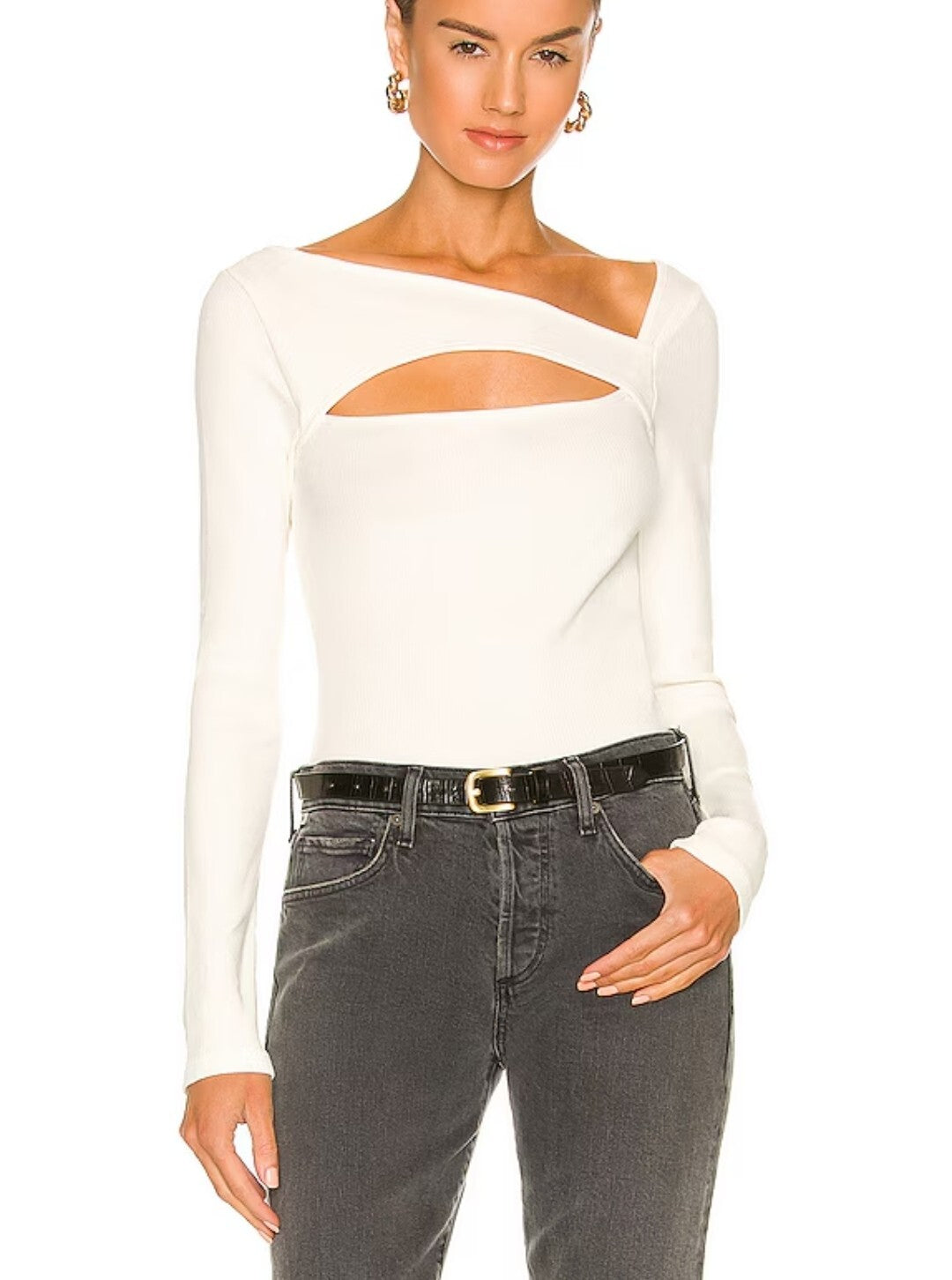 NWT Citizens of Humanity Iris LS Cut Out Top Black Sz Small COH Anthropologie 0