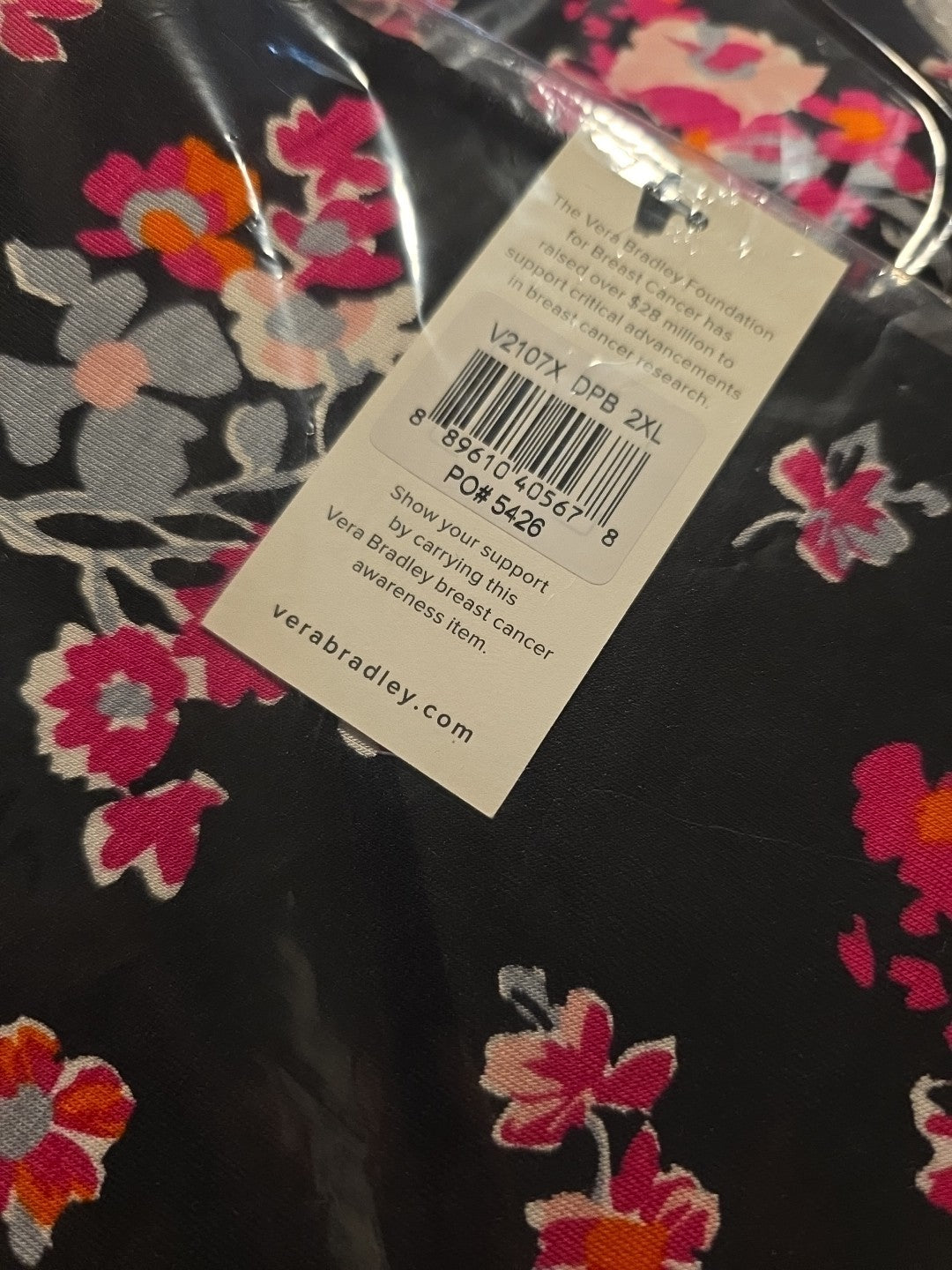 Vera Bradley Womens Top 2XL Floral Rare Breast Cancer Awareness Long Sleeve NWT3