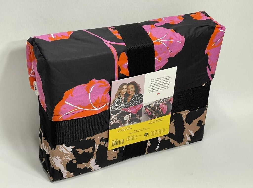 Diane Von Furstenberg DVF Duvet Cover 3 Piece Leopard/Geranium Leaf Full/Queen9