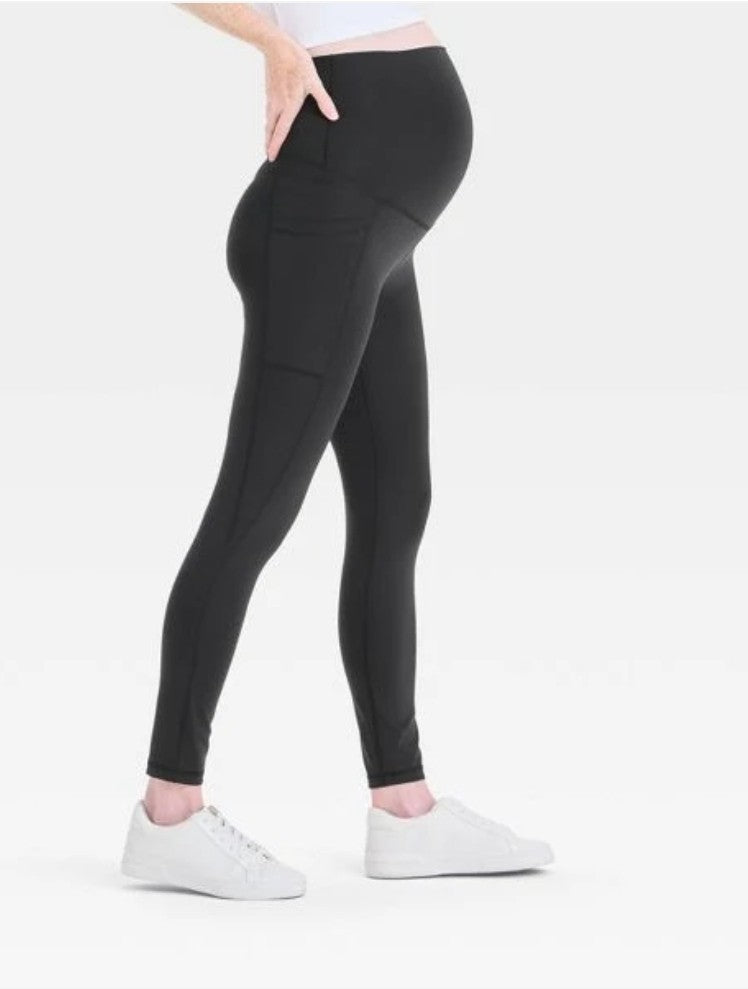 2 Pairs Isabel Maternity Over Belly Active Leggings Yoga Black Medium NWT Lot3