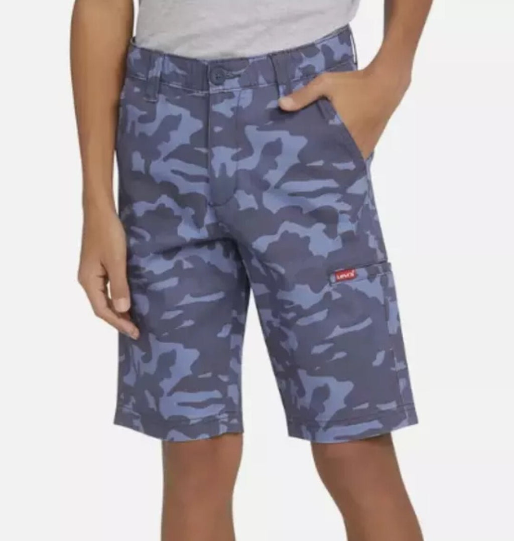 NEW Levi's Youth Boys' Cargo Shorts Blue Camo Size 8 Camouflage Levi0