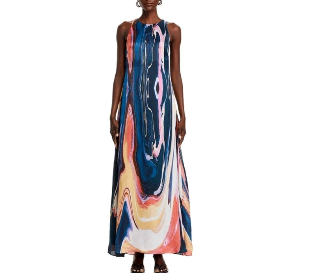 Derek Lam 10 Crosby Inaya Maxi Dress MSRP $650 NWT Marble Multi Size 185
