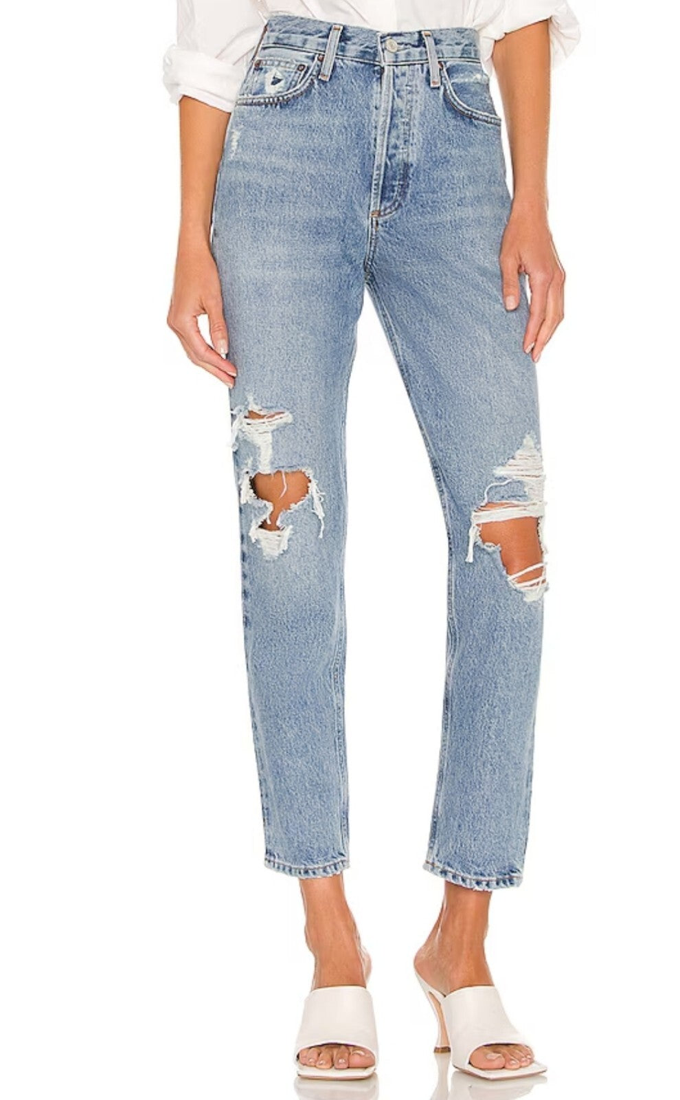 Nwt Agolde Fen High Rise Taper Jeans sz 27 in Wander Organic Denim Mom 0