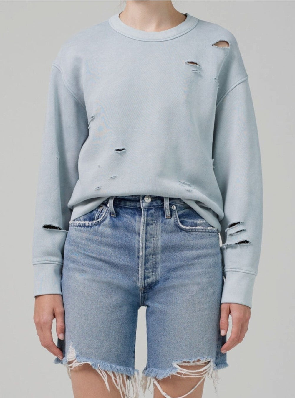 $169 Citizens of Humanity Women's Jade Suvi Distressed Pullover Sweater Size Sm0