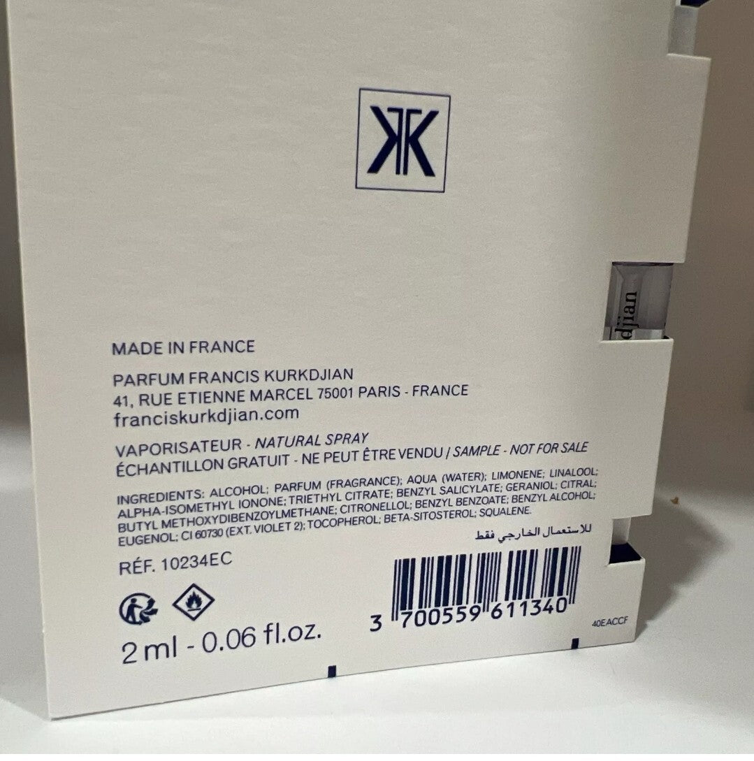 Maison Francis Kurkdjian Paris Perfume Samples 0.06 oz. / 2 ml New Aqua Celestia2