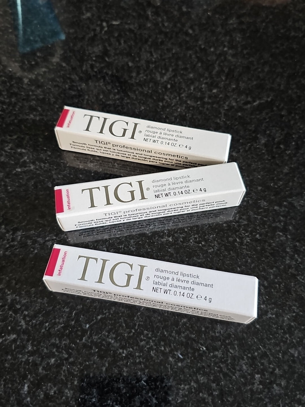 3 TIGI Proffesional Cosmetics DIAMOND LIPSTICK 0.14 OZ  NIB Infatuation Pink 0